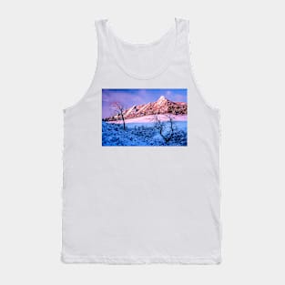 The Flatirons In Winter Blues And Pink Tank Top